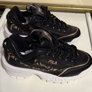 Fila women’s Black and Gold Sneakers with cushioning insole